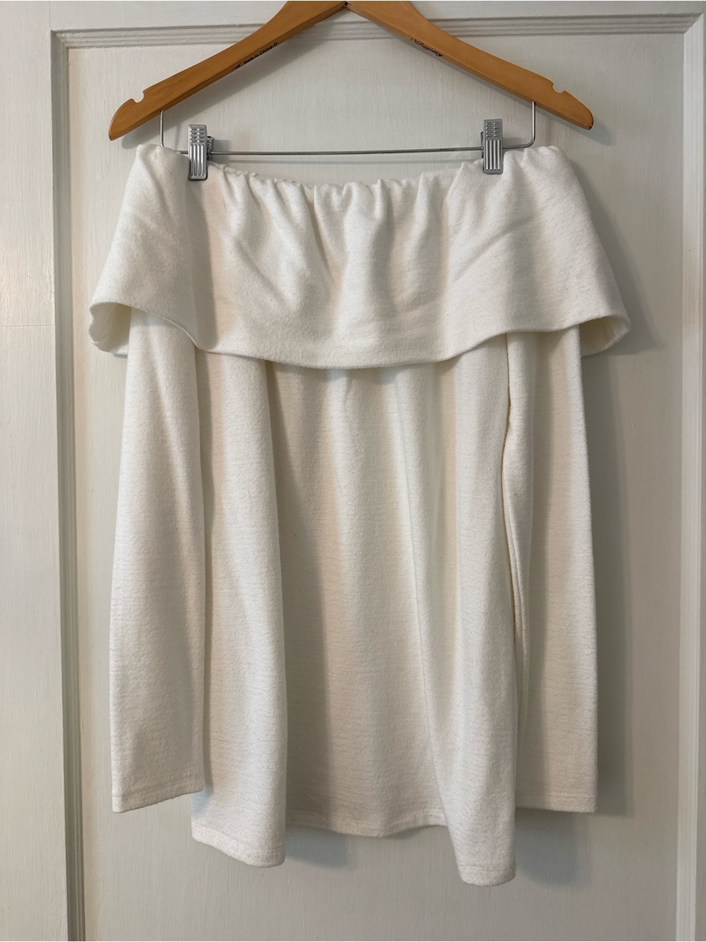LOFT Cream Off-the-Shoulder Knit Sweater